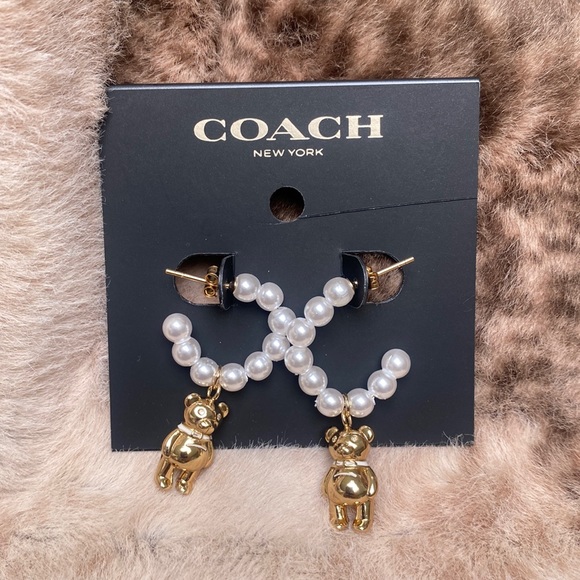 Coach gold earrings deals
